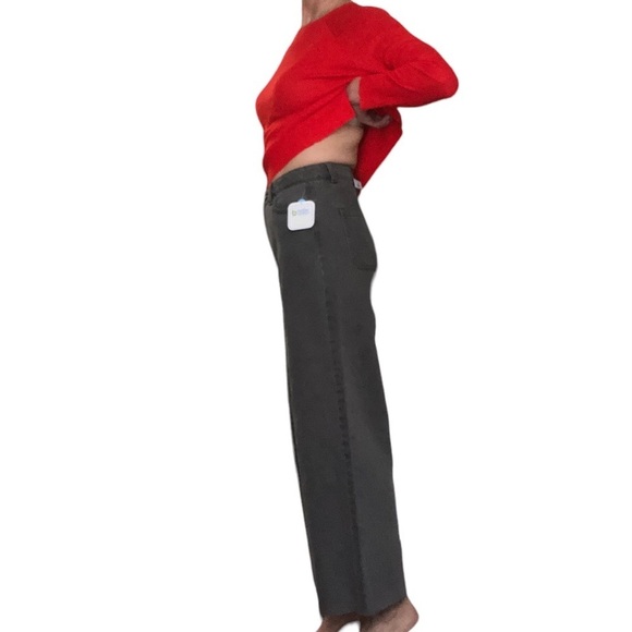 HIGH Rise Wide Leg fringe cropped Jeans 28 - Picture 3 of 15